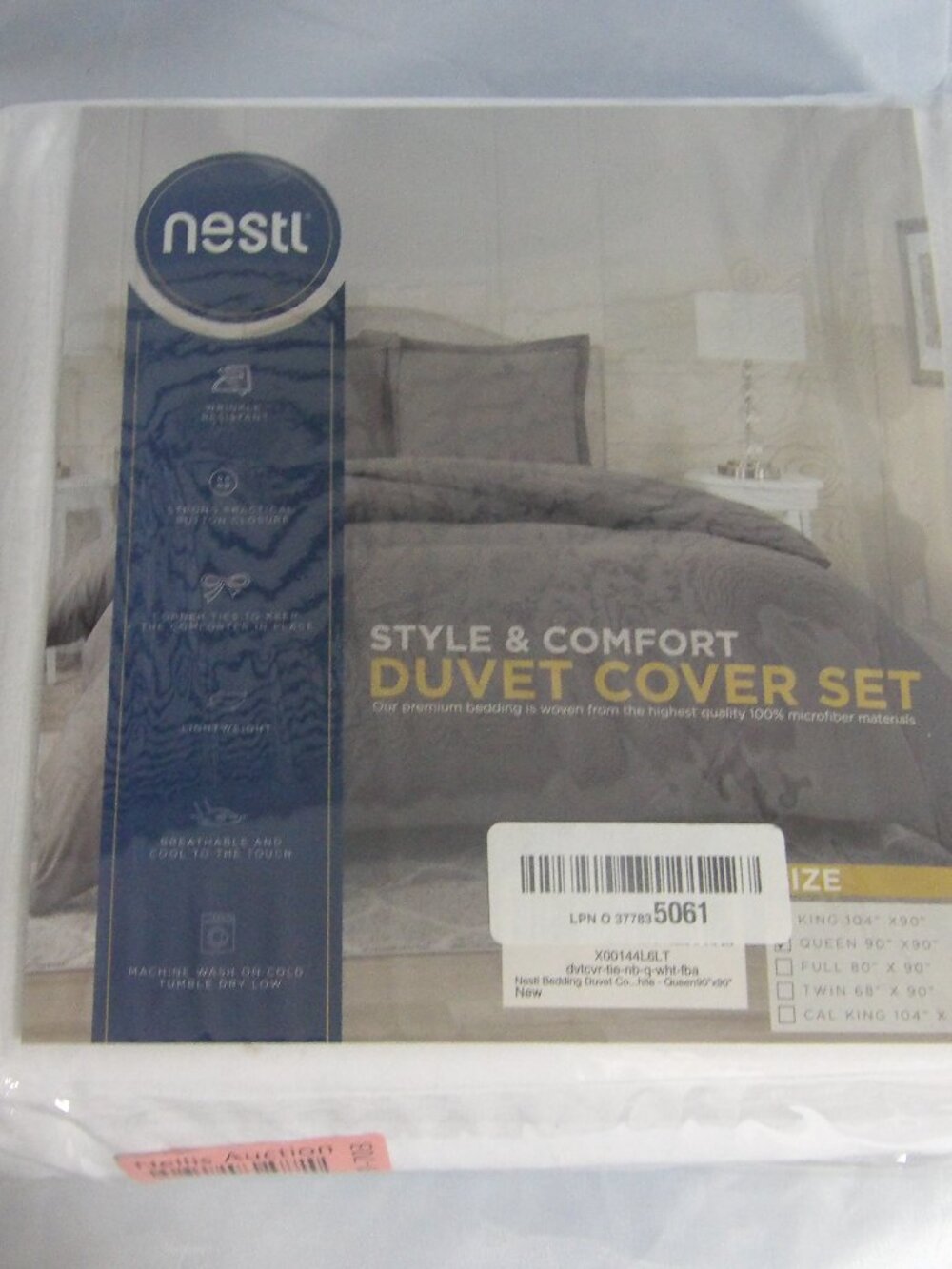 New NESTL Queen Sz White Duvet Cover Set -Stryle & Comfort- 90 x 90 inches